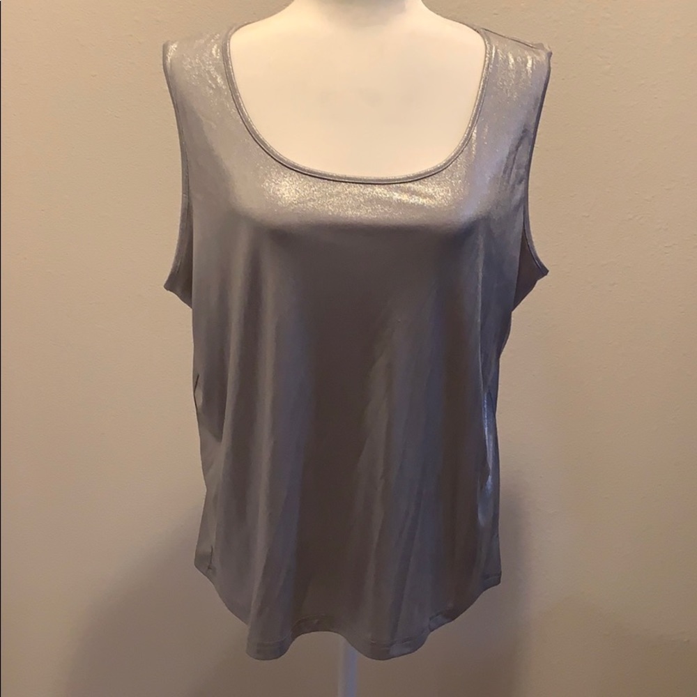 Erin London Silver Dress Sleeveless Shell Top XXL​​​​​​​​​​​​​​​​